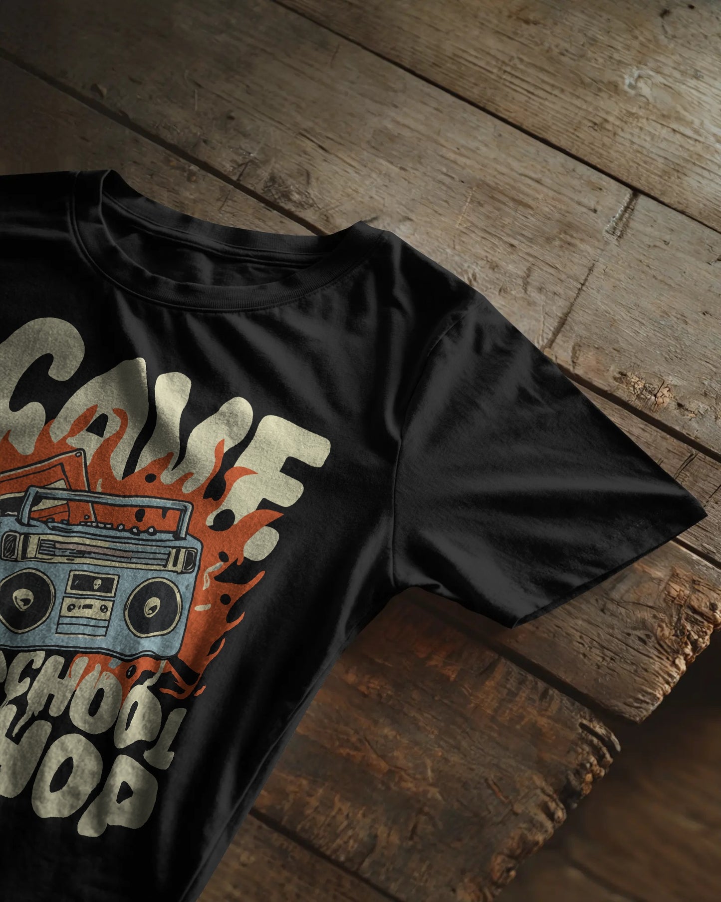 CAVE Old School Hip Hop Oversized T-Shirt – Retro Boombox Graphic Tee for Men & Women