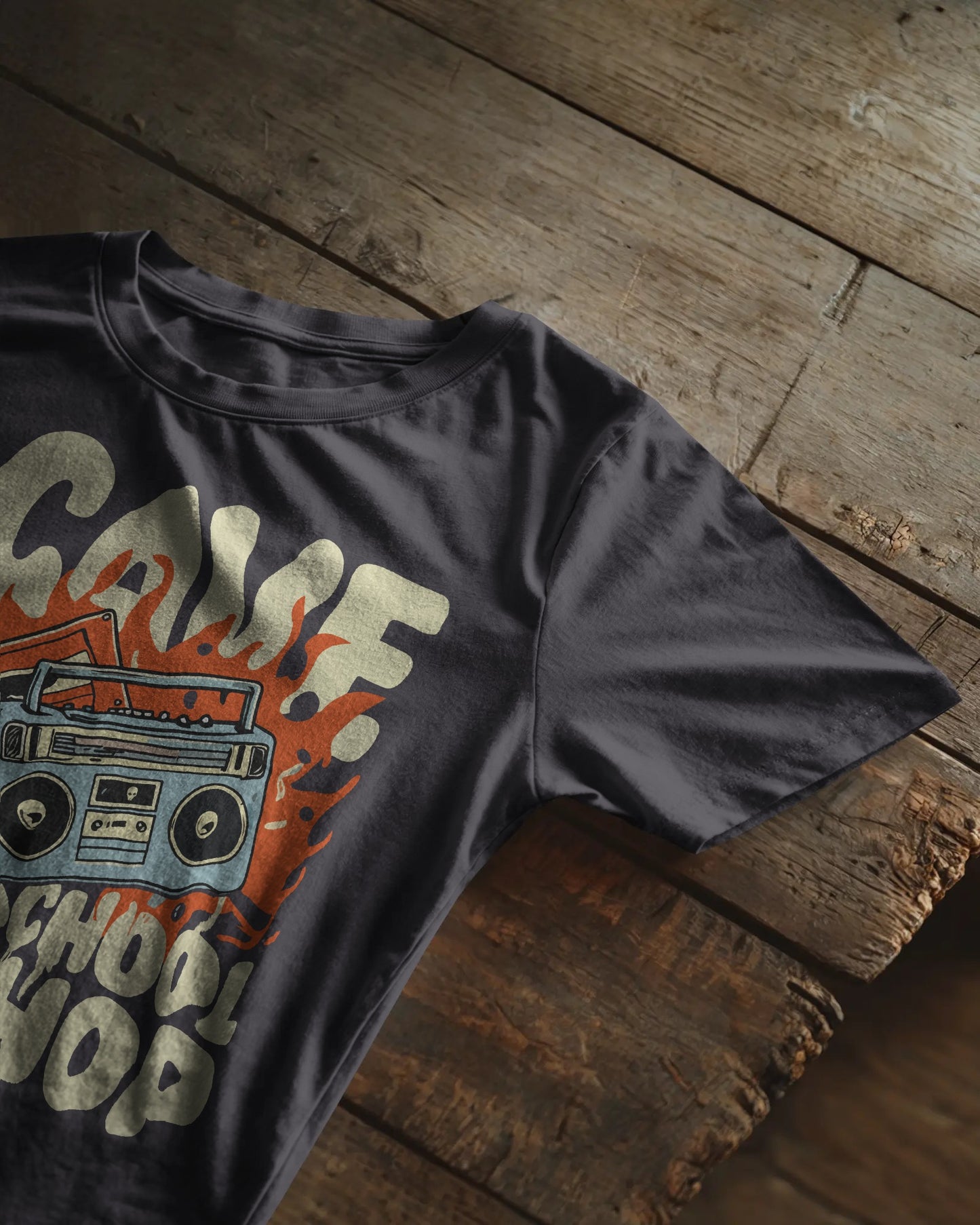 CAVE Old School Hip Hop Oversized T-Shirt – Retro Boombox Graphic Tee for Men & Women