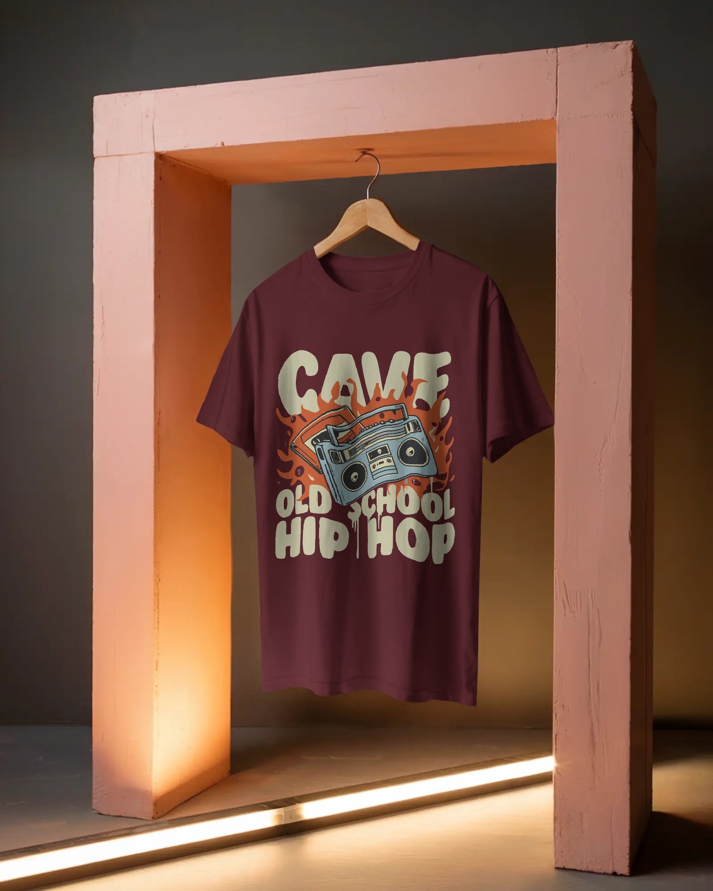 CAVE Old School Hip Hop Oversized T-Shirt – Retro Boombox Graphic Tee for Men & Women
