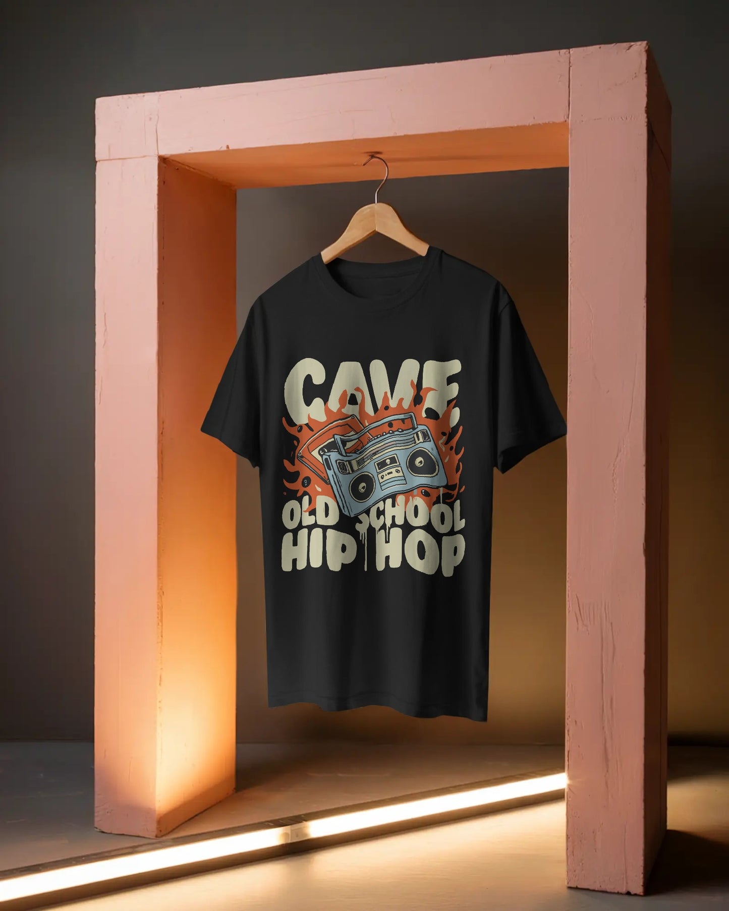 CAVE Old School Hip Hop Oversized T-Shirt – Retro Boombox Graphic Tee for Men & Women