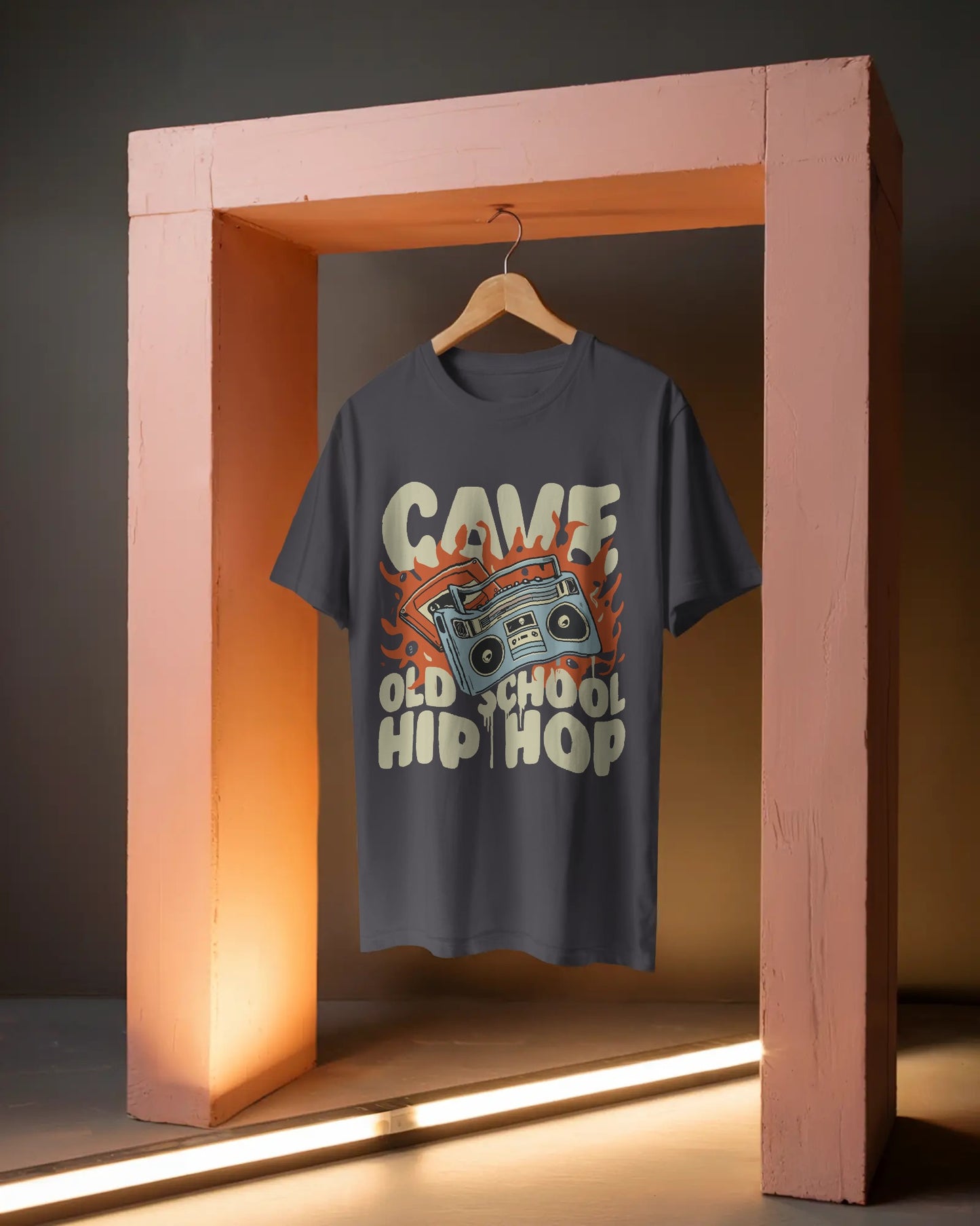 CAVE Old School Hip Hop Oversized T-Shirt – Retro Boombox Graphic Tee for Men & Women