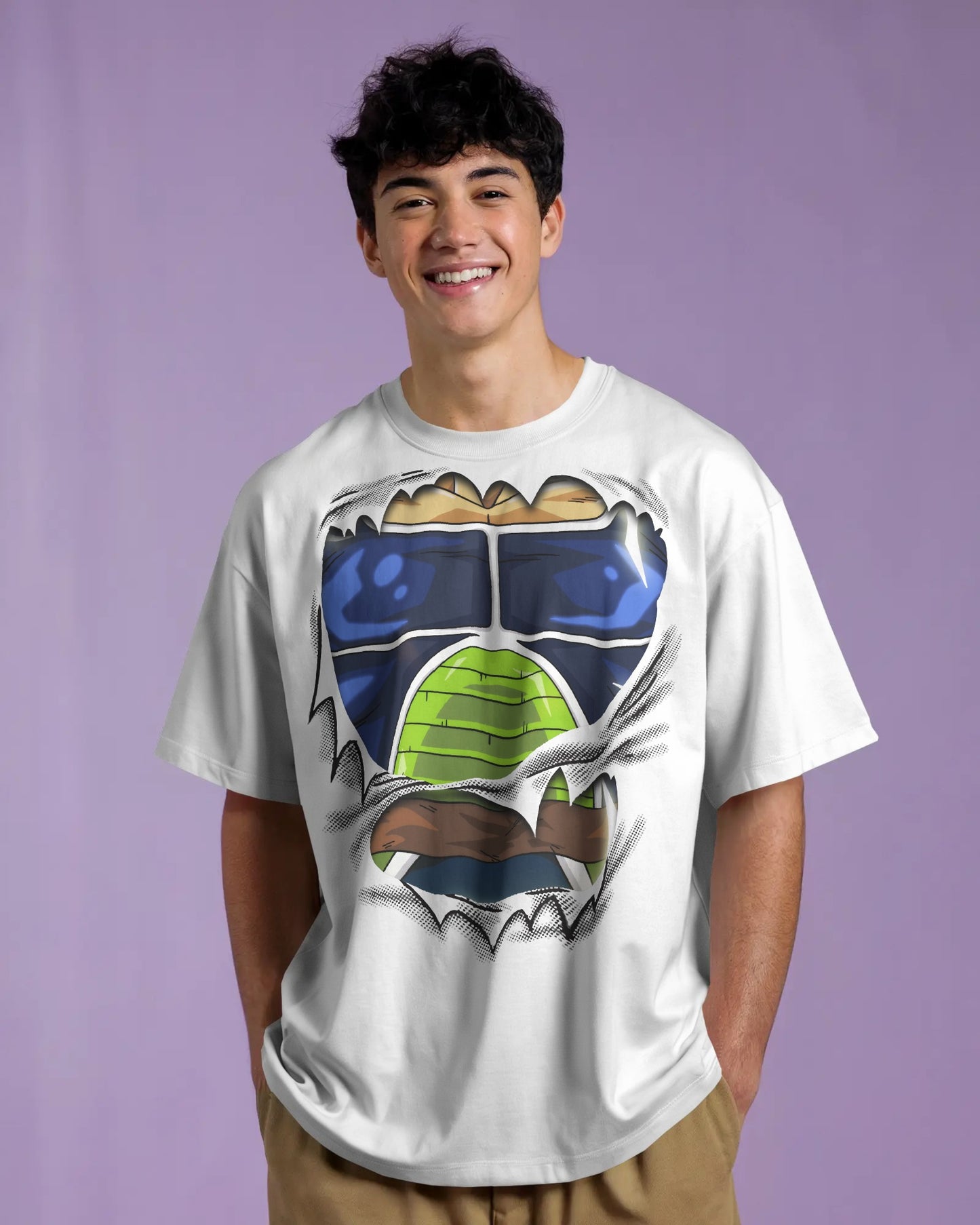 Dragon Ball Z Piccolo Battle Armor 3D Ripped Chest T-Shirt – Anime Graphic Tee (Oversized Fit)