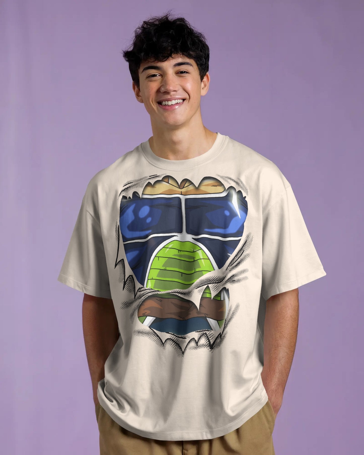 Dragon Ball Z Piccolo Battle Armor 3D Ripped Chest T-Shirt – Anime Graphic Tee (Oversized Fit)